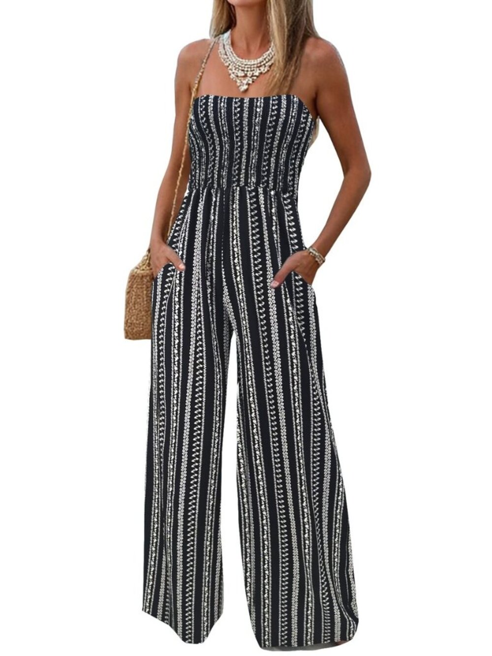 Women Strapless Jumpsuits 2026 Summer Casual Wide Leg Romper